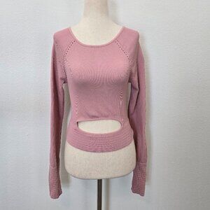 FREE PEOPLE cut it out long sleeve activewear crop top Sz M/L